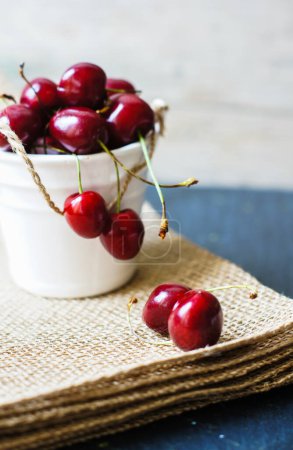 Photo for Photo of red cherries. Healthy food. Vegetarian red food - Royalty Free Image