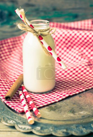 Photo for Christmas time milk background view - Royalty Free Image