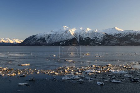 Téléchargez les photos : Montagne de neige dans la baie de l'Alaska - en image libre de droit