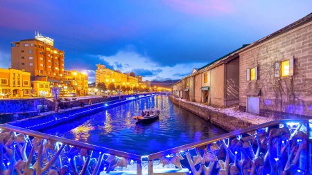 Photo for Cityscape of Otaru, Japan canal and historic warehouse, Sapporo - Royalty Free Image