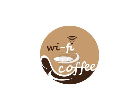 Téléchargez les photos : Logo vectoriel pour café, café et signe wifi - en image libre de droit