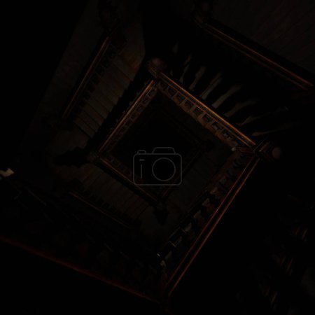 Téléchargez les photos : 3 d rendu d'une pièce sombre avec une fenêtre en bois - en image libre de droit