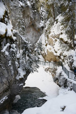 Johnston Canyon Banff with Winter Snow