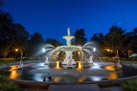 Photo for "Famous historic Forsyth Fountain in Savannah, Georgia" - Royalty Free Image