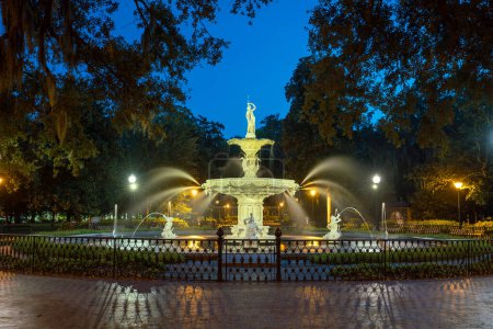 Photo for Famous historic Forsyth Fountain in Savannah, Georgia - Royalty Free Image
