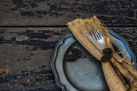 Photo for Autumnal table setting view - Royalty Free Image
