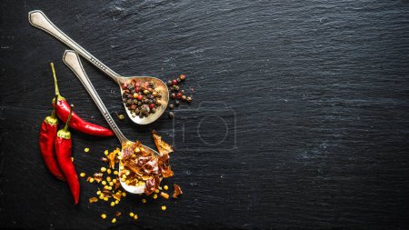 Photo for Close-up shot of fresh organic spices on tabletop for background - Royalty Free Image