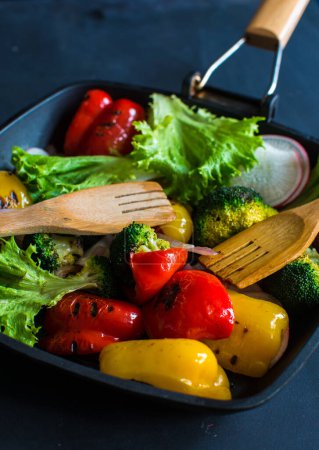 Photo for Close-up shot of grilled vegetables on pan - Royalty Free Image