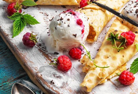 Photo for Crepes with cream and berries - Royalty Free Image