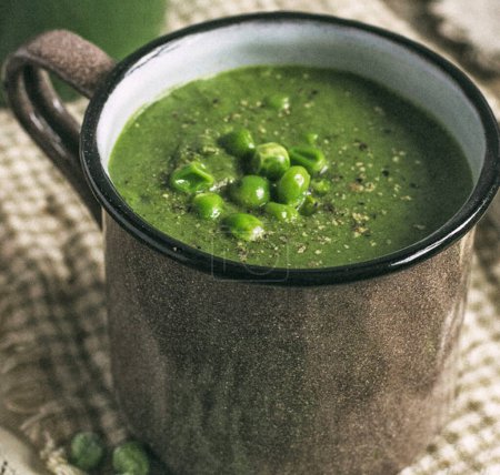 Photo for Green pea soup with spinach and garlic - Royalty Free Image