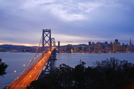 Photo for Bay bridge at night city - Royalty Free Image
