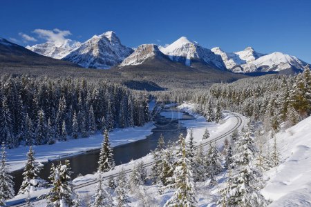 Téléchargez les photos : Paysage naturel des sommets enneigés des montagnes en hiver, Canada. - en image libre de droit