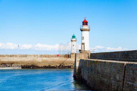 Photo for Port of Town Le Palais in isle Belle Ile en Mer in France in the Morbihan - Royalty Free Image