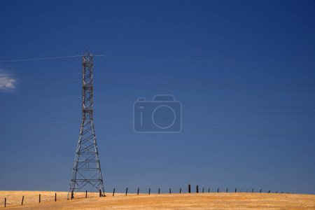 Photo for Electrical power lines and pylons - Royalty Free Image