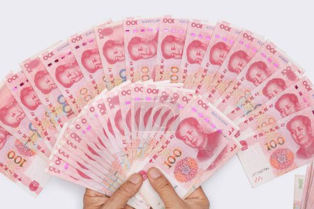 Foto de Billetes chinos de 100 yuanes RMB de la moneda china - Imagen libre de derechos
