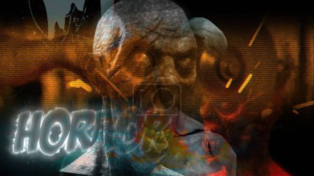Téléchargez les photos : Illustration 3D - Horreur Zombie avec des effets effrayants - en image libre de droit