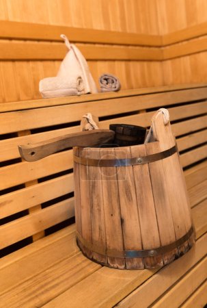 Photo for "sauna interior with equipment" - Royalty Free Image