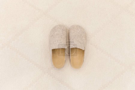 Foto de "Zapatillas de fieltro acogedor con suela de corcho" - Imagen libre de derechos