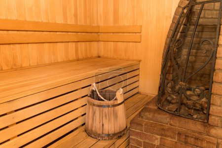 Téléchargez les photos : Intérieur d'un sauna gros plan - en image libre de droit
