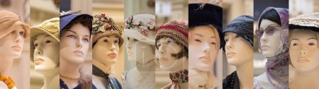 Photo for Mannequins wearing hats and scarfs - Royalty Free Image