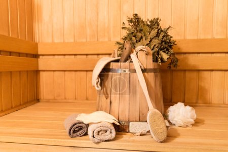 Photo for "sauna interior with equipment" - Royalty Free Image