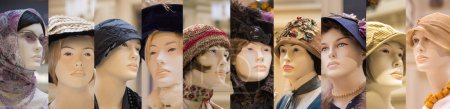 Téléchargez les photos : Mannequins portant chapeaux et écharpes - en image libre de droit