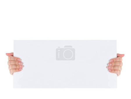 Téléchargez les photos : Mains avec panneau blanc vide - en image libre de droit