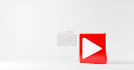 Photo for Red play button video icon social media sign player symbol logo - Royalty Free Image