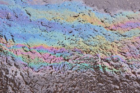Photo for Oil spill on asphalt road background or texture - Royalty Free Image