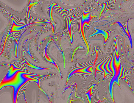 Photo for Hippie Trippy Psychedelic Rainbow Background LSD Colorful Wallpaper. Abstract Hypnotic Illusion. Hippie Retro Texture Glitch and Disco - Royalty Free Image