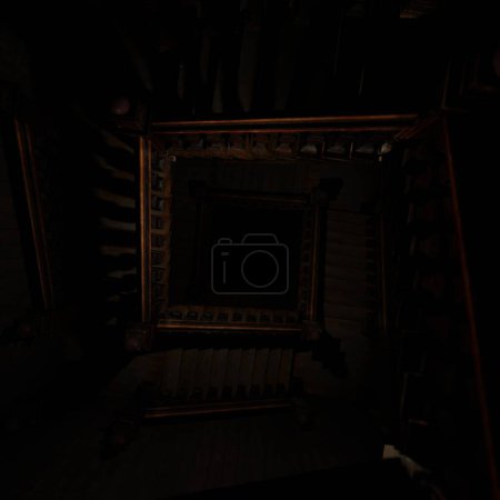 Téléchargez les photos : Tourbillon de tunnel d'escalier, illustration 3D - en image libre de droit