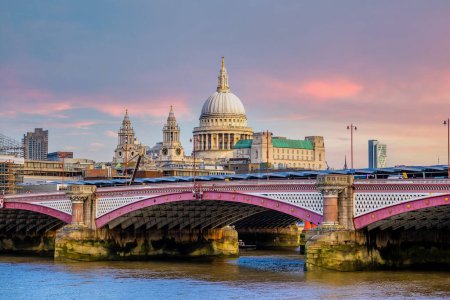 Photo for London city skyline with Saint Pauls cathedral, cityscape in UK - Royalty Free Image