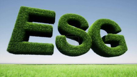 Téléchargez les photos : Green grass ESG signe nature paysage environnement gouvernance sociale 3d rendre - en image libre de droit