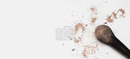 Photo for Top view brush eyeshadow powder. High quality beautiful photo concept - Royalty Free Image