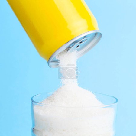 Photo for Front view can pouring sugar glass. High quality photo - Royalty Free Image