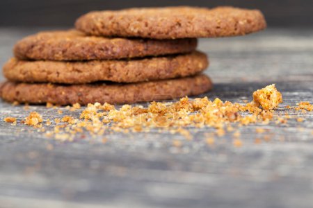Photo for Oatmeal cookies on grey background - Royalty Free Image