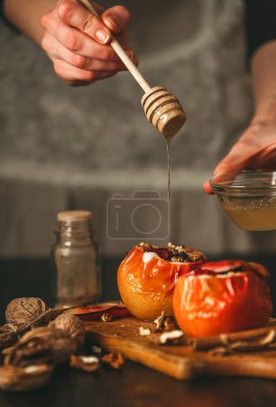 Photo for Baked apples on table - Royalty Free Image