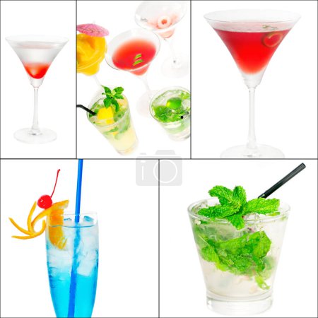 Photo for Cocktails collage on white background - Royalty Free Image