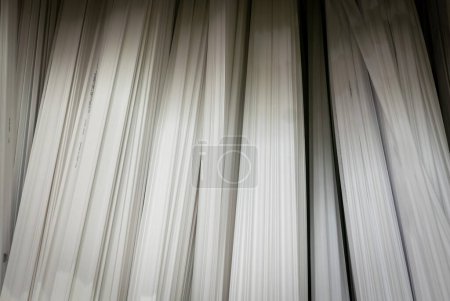 Photo for "White skirting boards in a construction shop" - Royalty Free Image