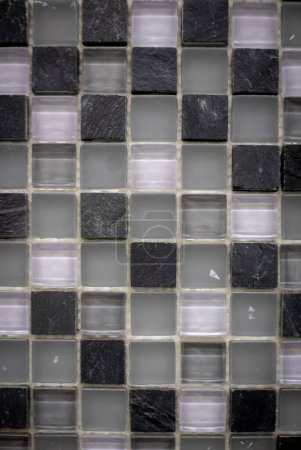 Photo for "Gray, white and black ceramic mosaic on the wall as background" - Royalty Free Image