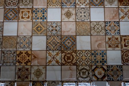 Photo for "Small tiles of ceramic mosaic on the wall" - Royalty Free Image