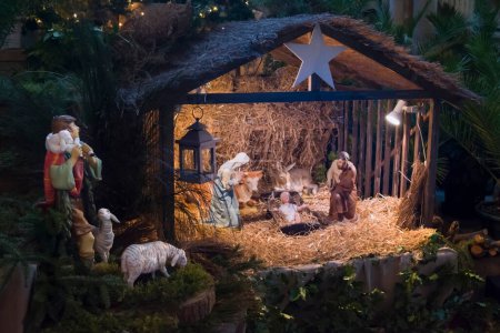 Photo for "Christmas creche with Joseph Mary and Jesus" - Royalty Free Image