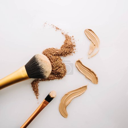 Photo for Brushes near powder concealer - Royalty Free Image