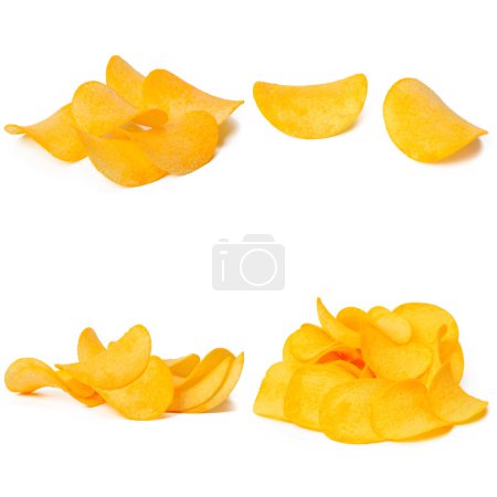 Photo for "Potato chips isolated on white background. Collection" - Royalty Free Image