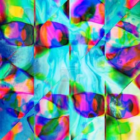 Foto de Fondo holográfico en el estilo de los 80-90. Textura real de la película de celofán en colores ácidos brillantes. - Imagen libre de derechos