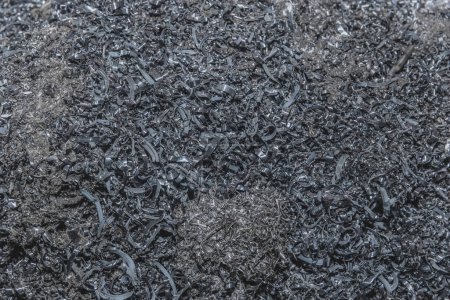 Photo for Pile of metal shavings background, industrial iron waste and steel recycle industry - Royalty Free Image