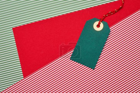 Photo for Green Sale tag on colorful background. Top view - Royalty Free Image