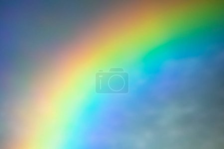 Photo for Blurred rainbow light refraction overlay effect for photo and mockups. Organic diagonal holographic flare on a light wall. Shadows for natural light effects - Royalty Free Image
