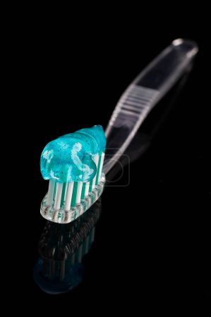 Foto de Cepillo de dientes y pegar vista de cerca - Imagen libre de derechos