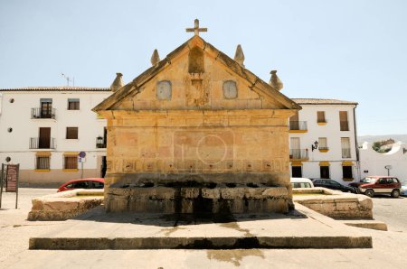 Photo for Ocho ca os fountain in Ronda, one of the famous white villages in M laga, Andalusia, Spain - Royalty Free Image